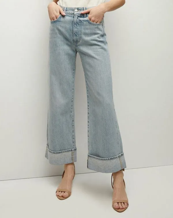 Taylor Cuffed Cropped WideLeg Jean Airway Cloud Women Veronica Beard Jeans Taylor Cuffed Cropped WideLeg Jean Airway Cloud Women Veronica Beard Jeans