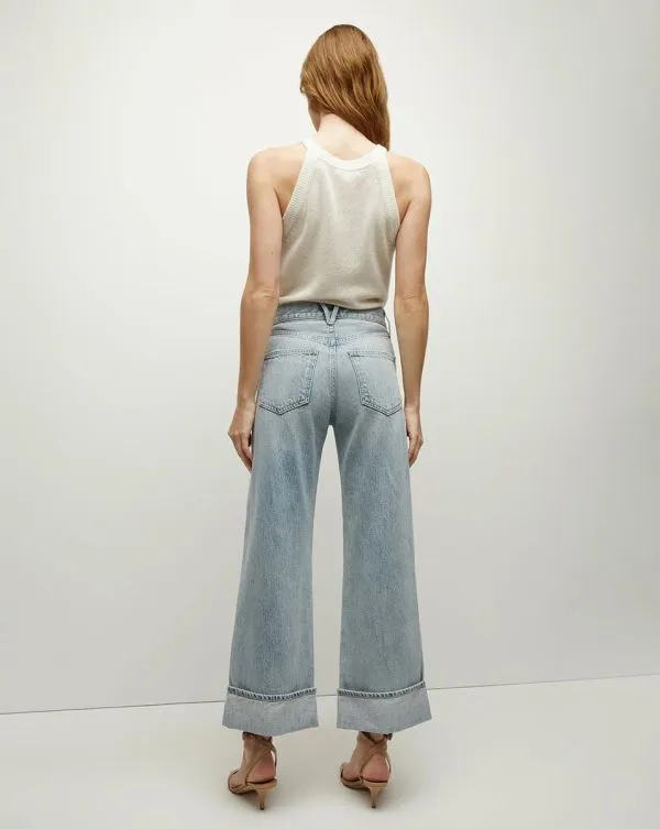 Taylor Cuffed Cropped WideLeg Jean Airway Cloud Women Veronica Beard Jeans Taylor Cuffed Cropped WideLeg Jean Airway Cloud Women Veronica Beard Jeans