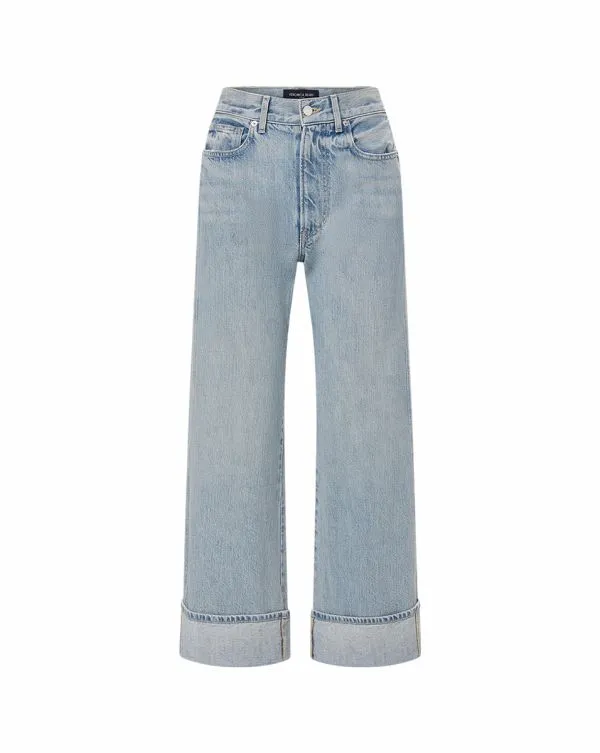 Taylor Cuffed Cropped WideLeg Jean Airway Cloud Women Veronica Beard Jeans Taylor Cuffed Cropped WideLeg Jean Airway Cloud Women Veronica Beard Jeans