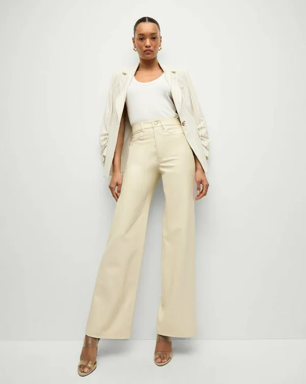 Taylor Vegan Leather WideLeg Pant Ecru Women Veronica Beard Jeans Taylor Vegan Leather WideLeg Pant Ecru Women Veronica Beard Jeans