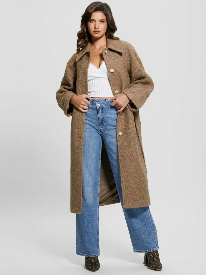 Terry Belted Teddy Coat Summer Clay Multi Women Jackets and Coats GUESS