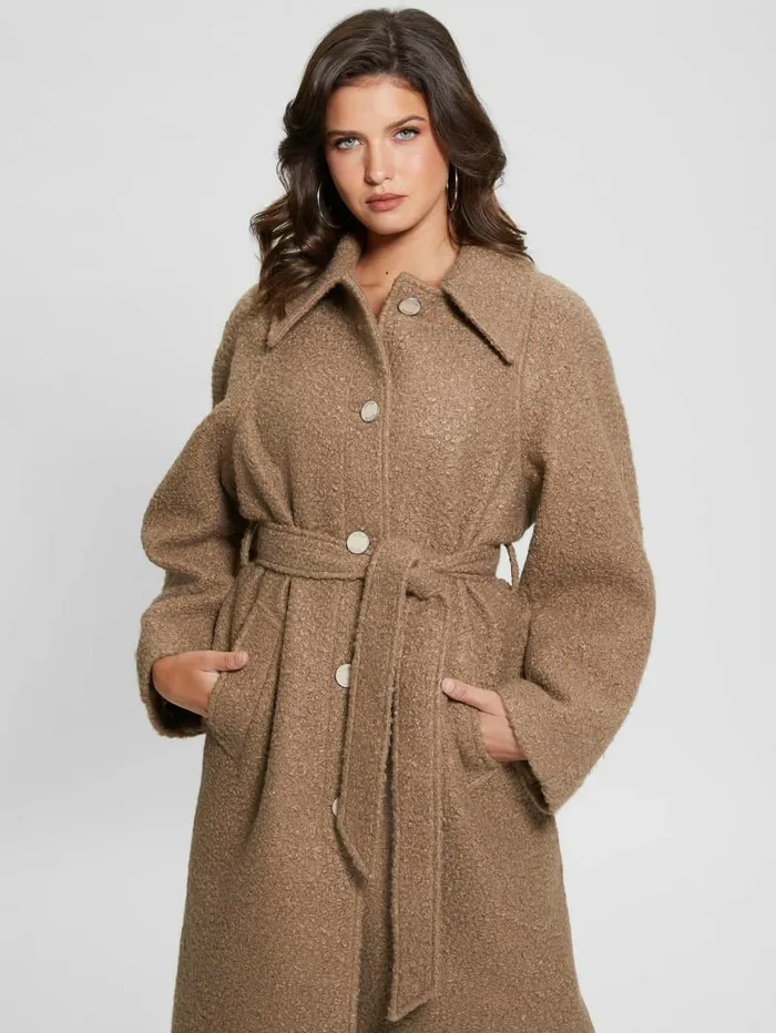 Terry Belted Teddy Coat Summer Clay Multi Women Jackets and Coats GUESS Terry Belted Teddy Coat Summer Clay Multi Women Jackets and Coats GUESS