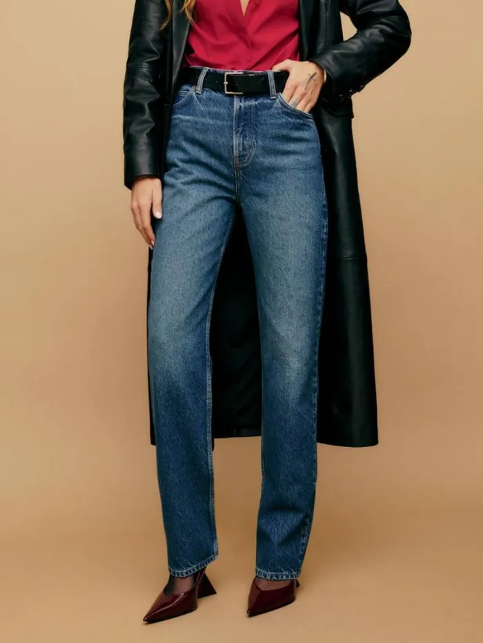 The Reformation Abby High Rise Straight Jeans Lanier 8211 Clothing