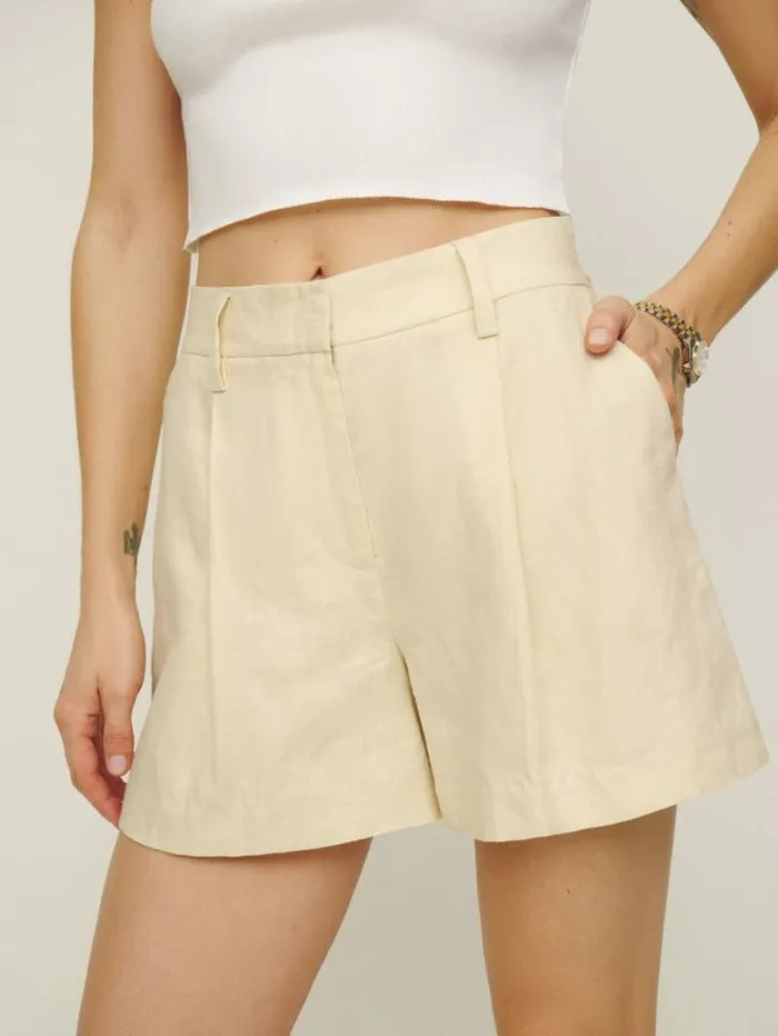The Reformation Alex Linen Short Sugar 8211 Clothing