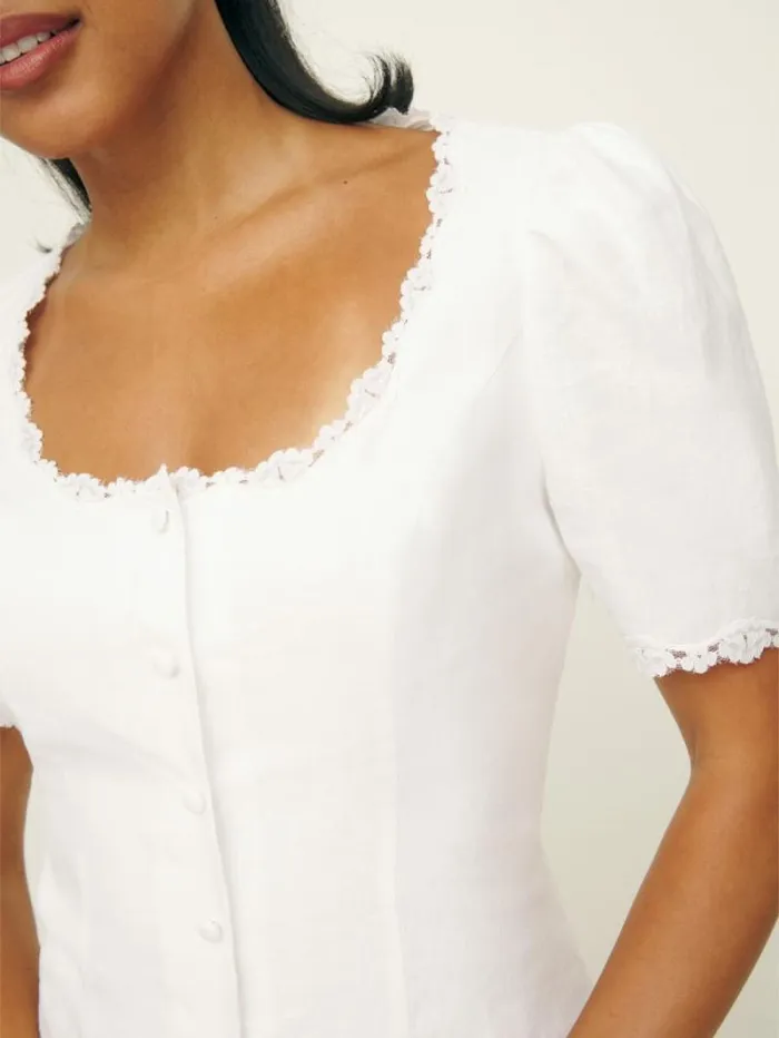 The Reformation Anabella Linen Dress White 8211 Clothing
