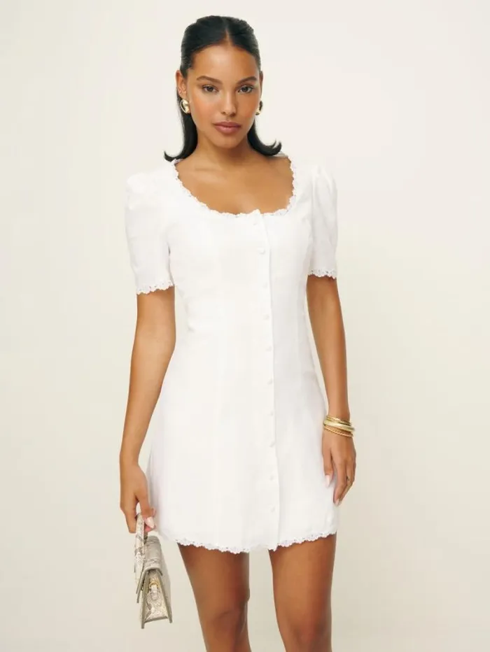 The Reformation Anabella Linen Dress White 8211 Clothing