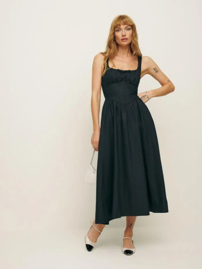 The Reformation Balia Linen Dress Black 8211 Clothing