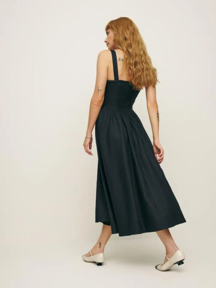 The Reformation Balia Linen Dress Black 8211 Clothing