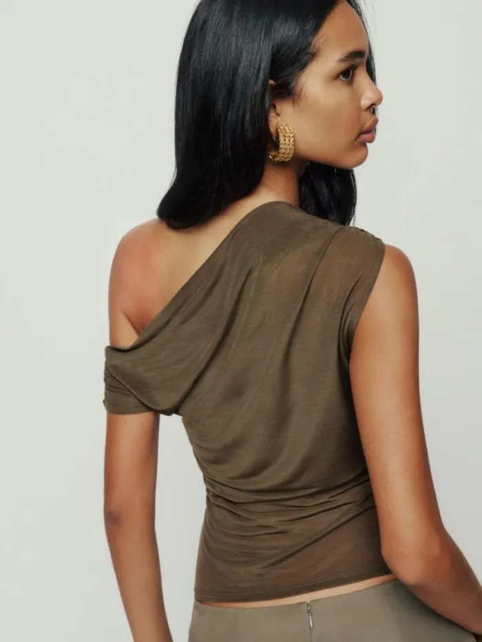 The Reformation Belle Knit Top Dark Olive 8211 Clothing