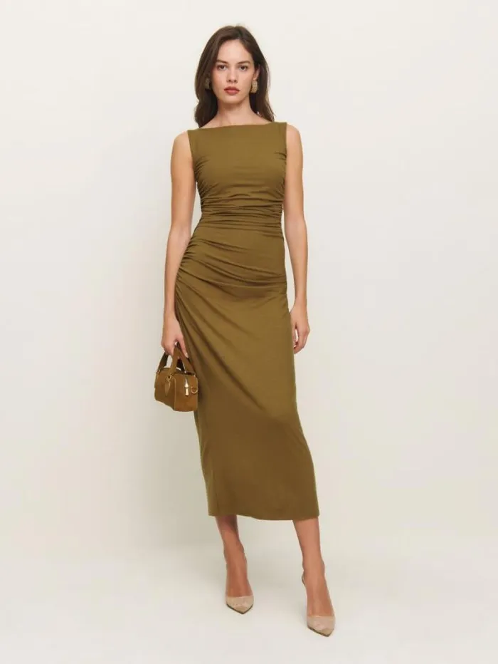 The Reformation Benson Knit Dress Bronze 8211 Clothing