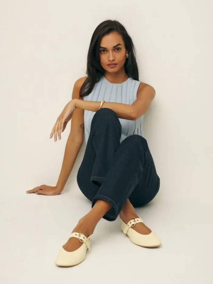 The Reformation Bethany Ballet Flat Parmesan Leather 8211 Shoes