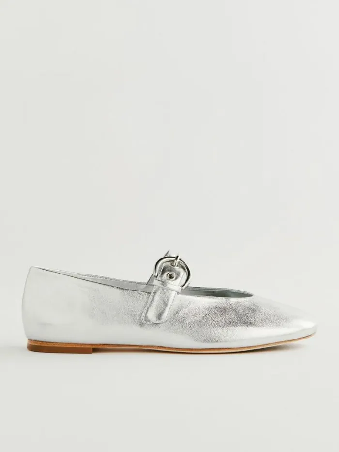 The Reformation Bethany Ballet Flat Silver 8211 Shoes
