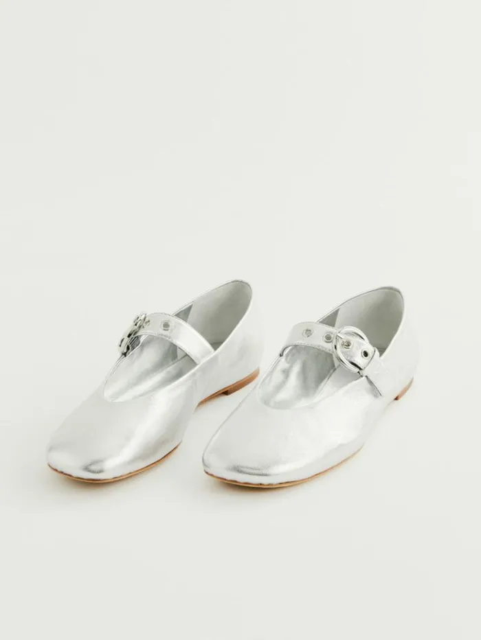 The Reformation Bethany Ballet Flat Silver 8211 Shoes