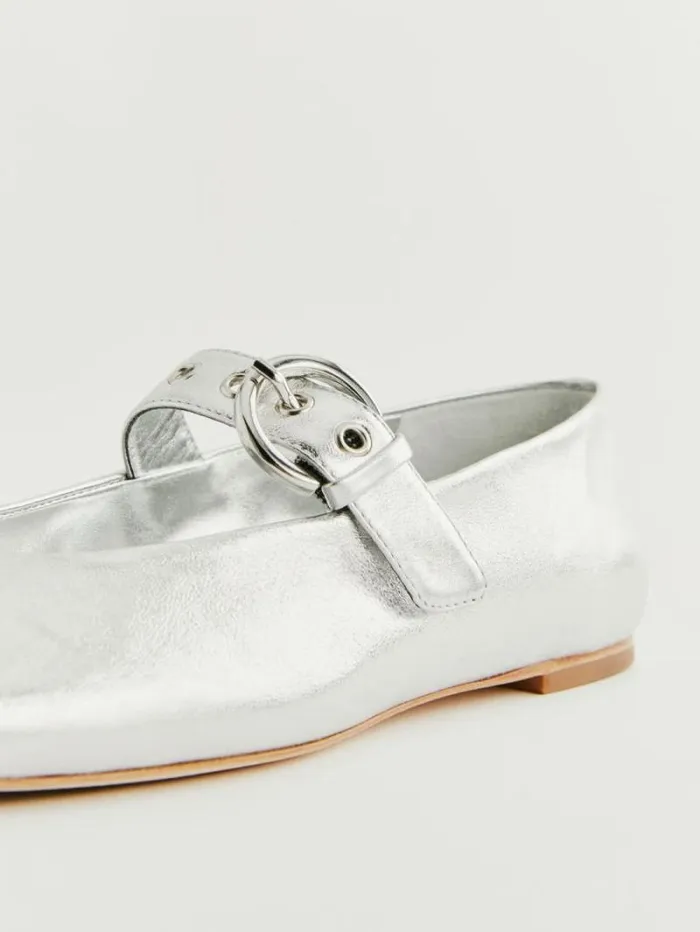 The Reformation Bethany Ballet Flat Silver 8211 Shoes
