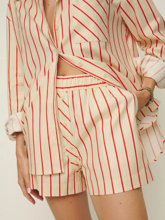 The Reformation Billy Short Resort Stripe 8211 Clothing