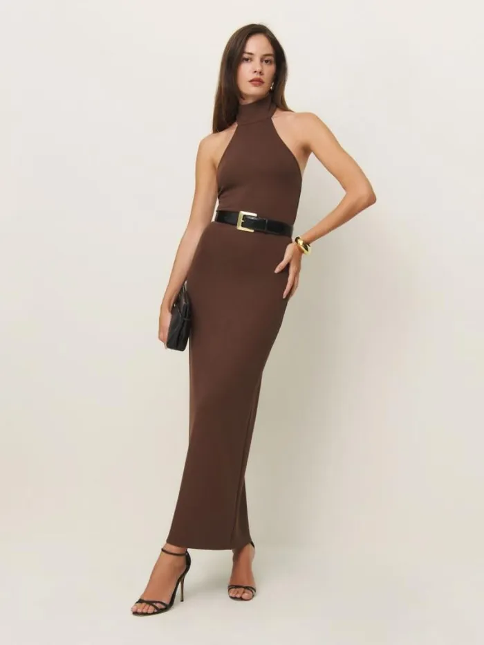 The Reformation Bonnie Knit Dress Brown 8211 ClothingWeddings