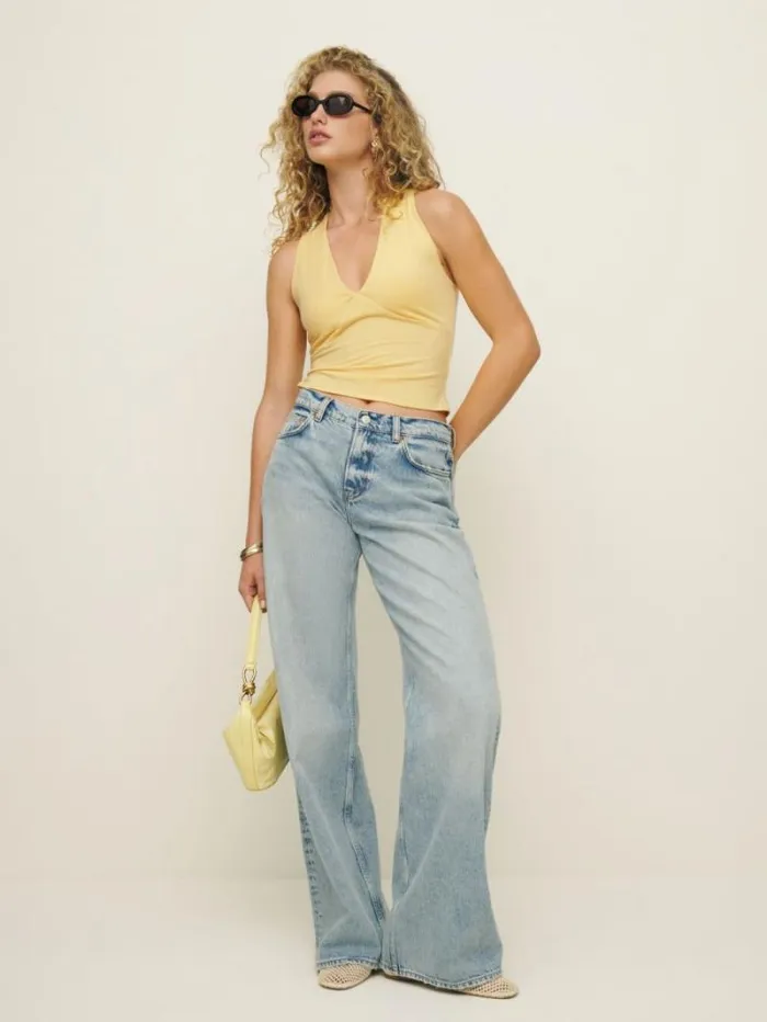 The Reformation Bowie Knit Top Sunshine 8211 Clothing