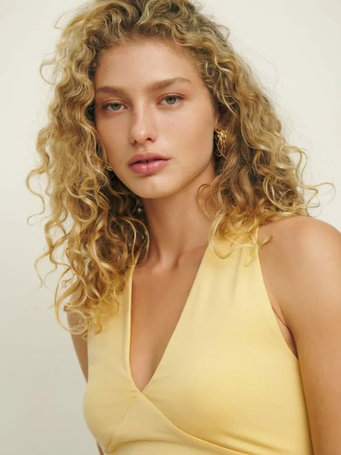 The Reformation Bowie Knit Top Sunshine 8211 Clothing