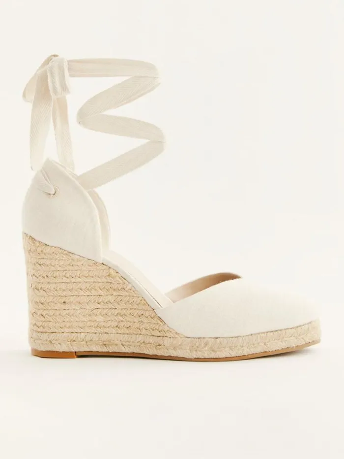 The Reformation Camilla Lace Up Wedge Espadrille Cream 8211 Weddings