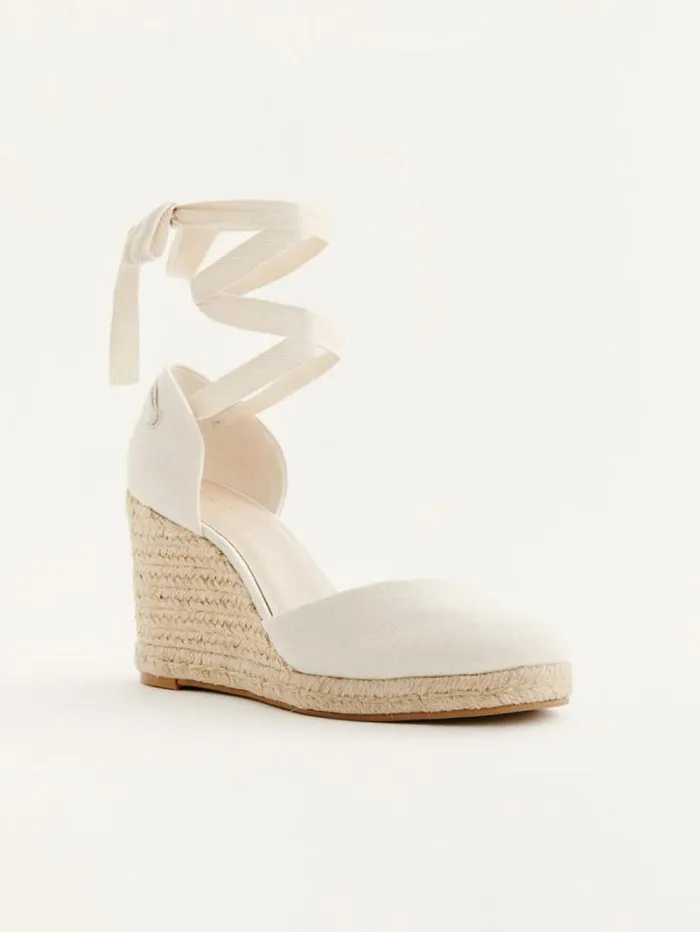 The Reformation Camilla Lace Up Wedge Espadrille Cream 8211 Weddings