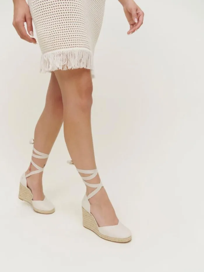 The Reformation Camilla Lace Up Wedge Espadrille Cream 8211 Weddings