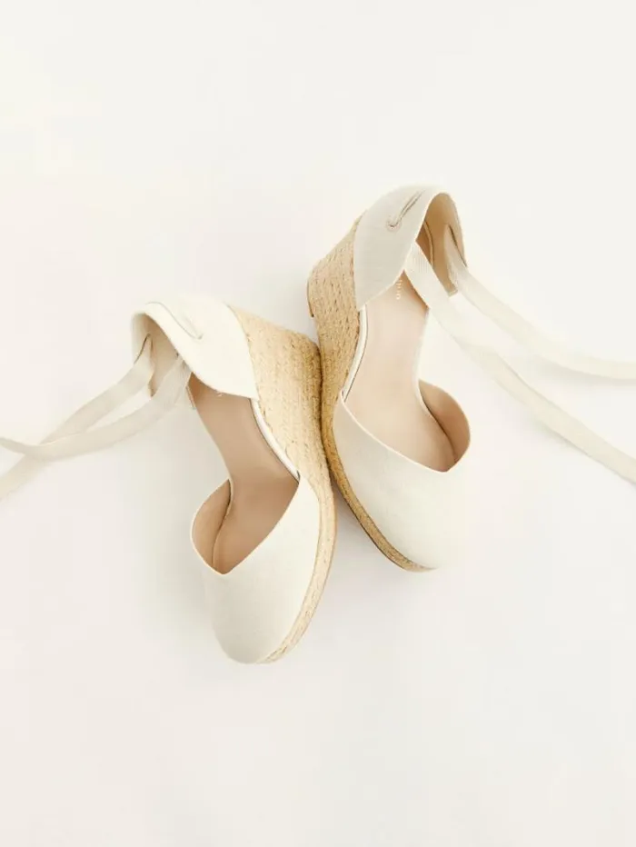 The Reformation Camilla Lace Up Wedge Espadrille Cream 8211 Weddings
