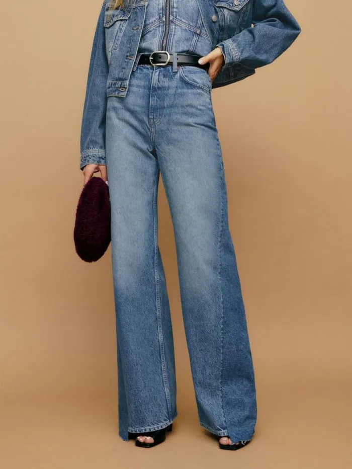 The Reformation Cary High Rise Slouchy Wide Leg Jeans Colorado Reworked 8211 Clothing