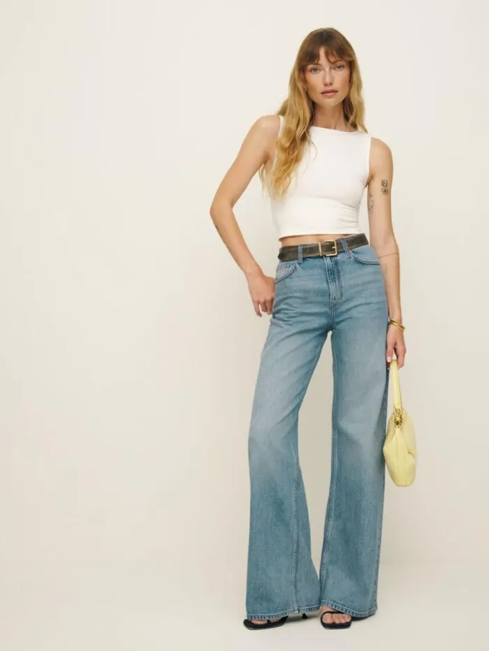 The Reformation Cary Stretch High Rise Slouchy Wide Leg Jeans Malta 8211 Clothing