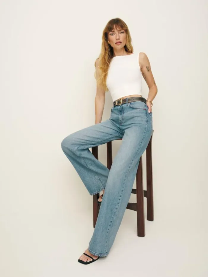 The Reformation Cary Stretch High Rise Slouchy Wide Leg Jeans Malta 8211 Clothing