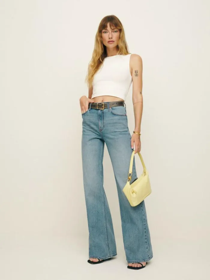 The Reformation Cary Stretch High Rise Slouchy Wide Leg Jeans Malta 8211 Clothing