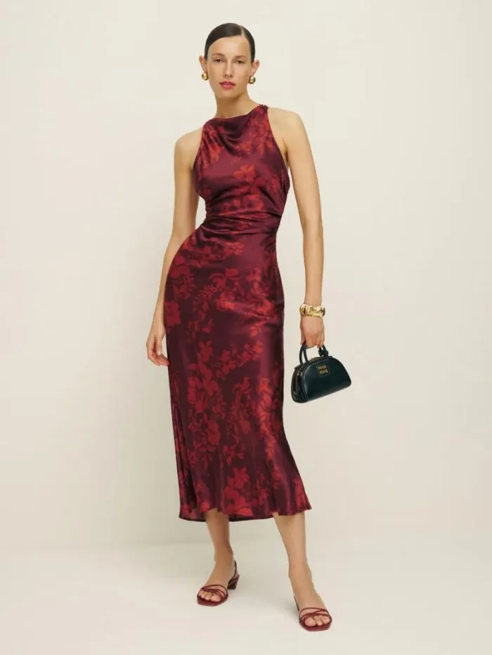 The Reformation Casette Silk Dress Satine 8211 ClothingWeddings