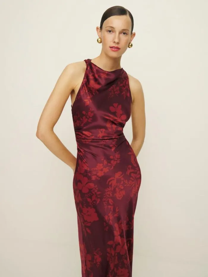 The Reformation Casette Silk Dress Satine 8211 ClothingWeddings