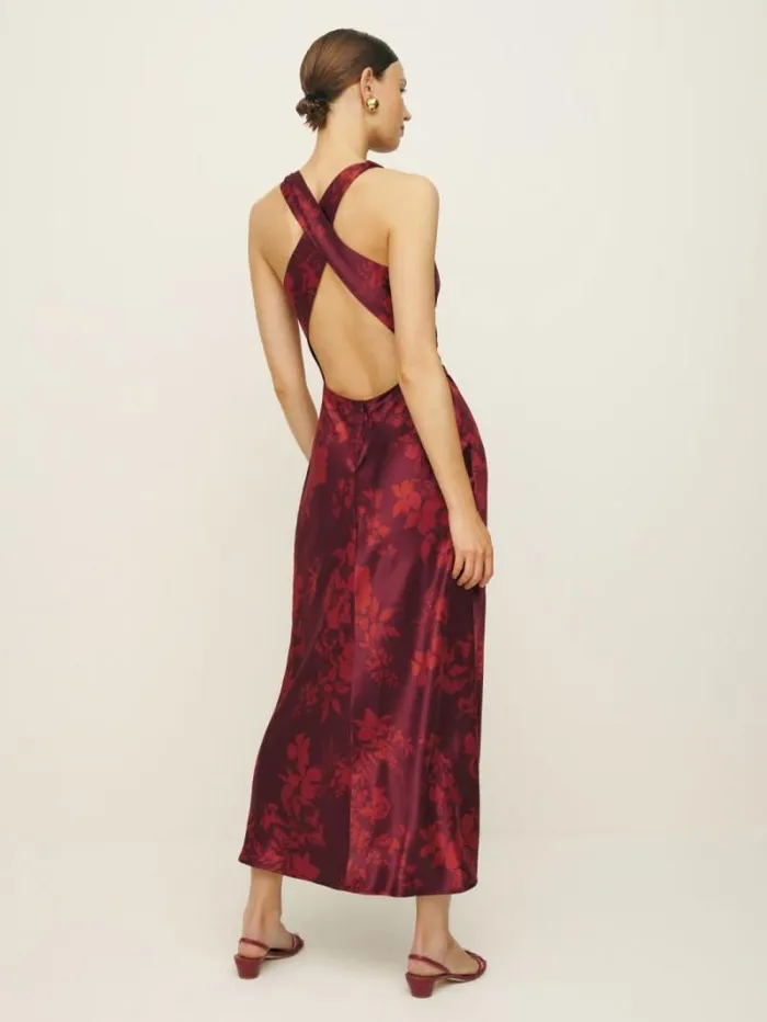 The Reformation Casette Silk Dress Satine 8211 ClothingWeddings