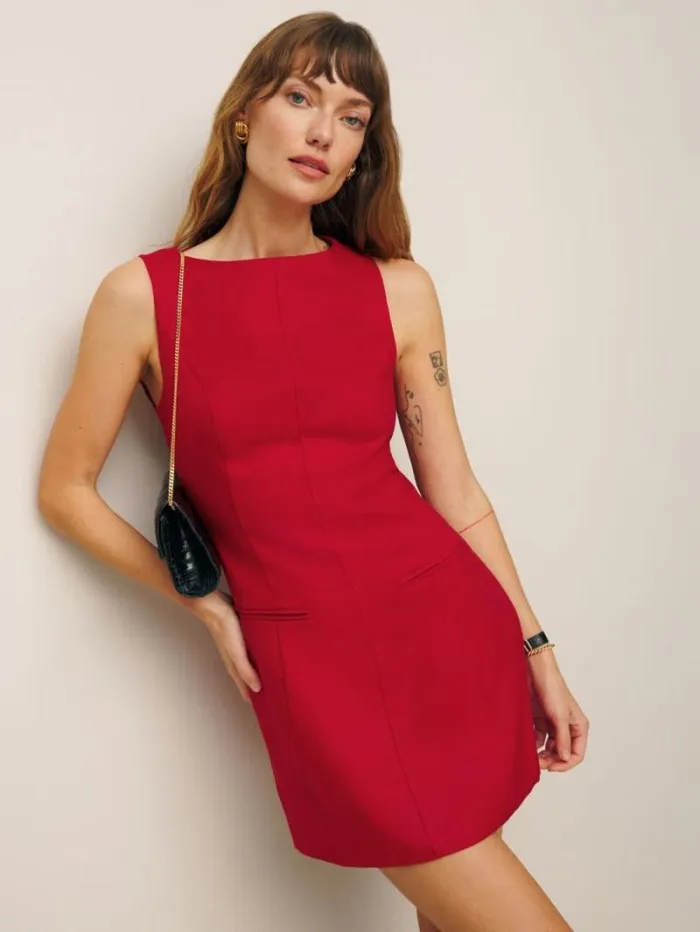 The Reformation Citron Linen Dress Cherry 8211 Clothing