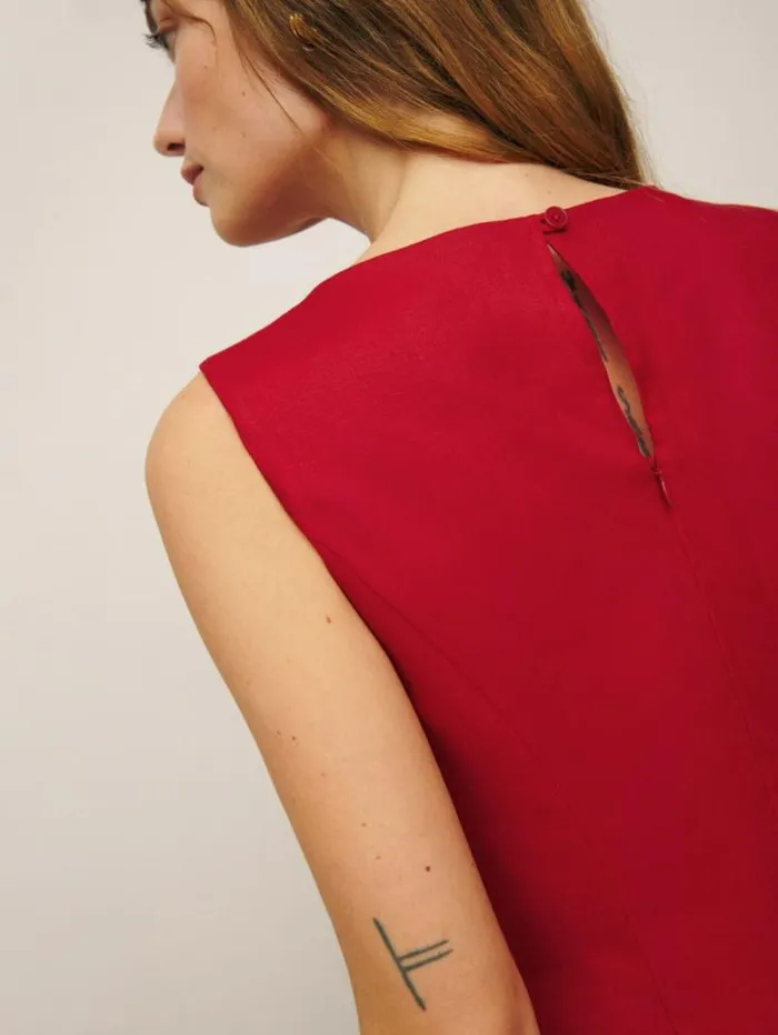The Reformation Citron Linen Dress Cherry 8211 Clothing