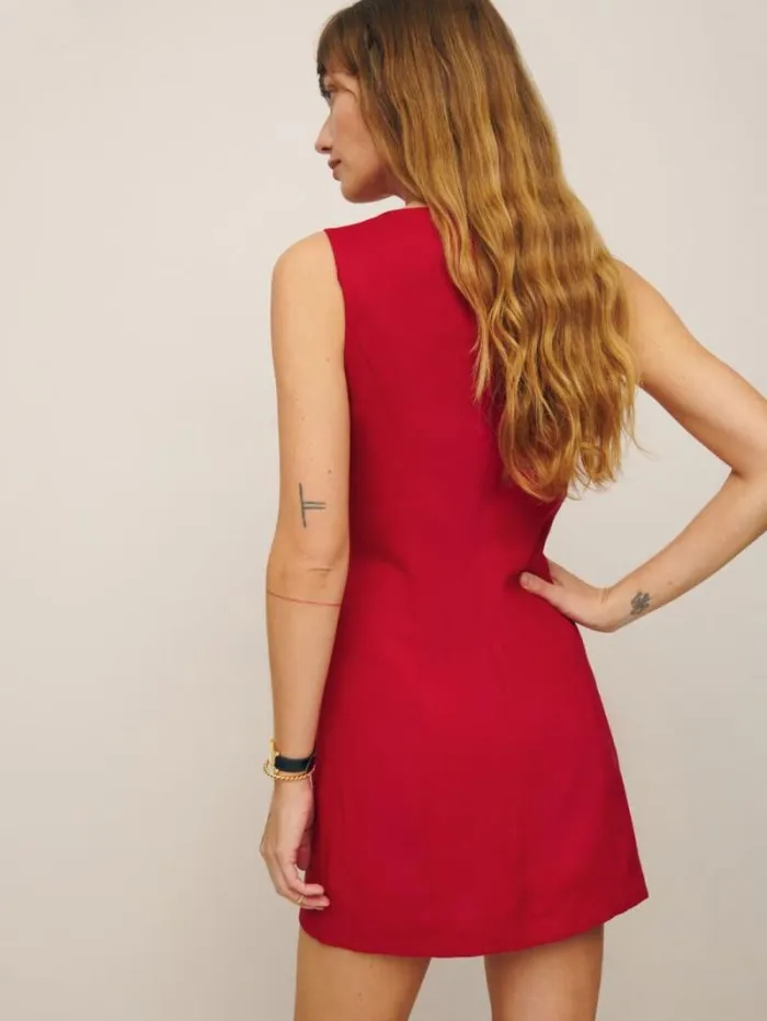The Reformation Citron Linen Dress Cherry 8211 Clothing