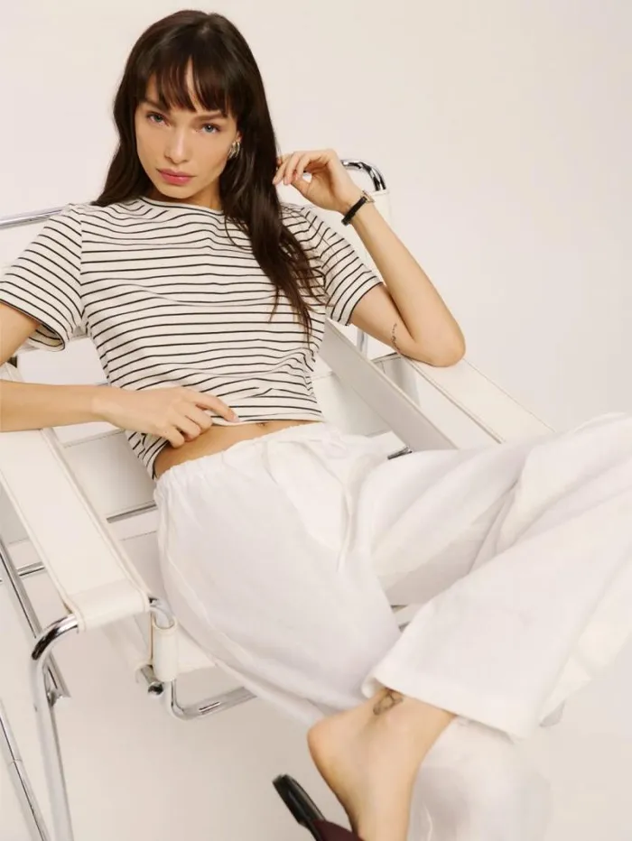 The Reformation Classic Crew Tee Black And White Stripe 8211 Clothing
