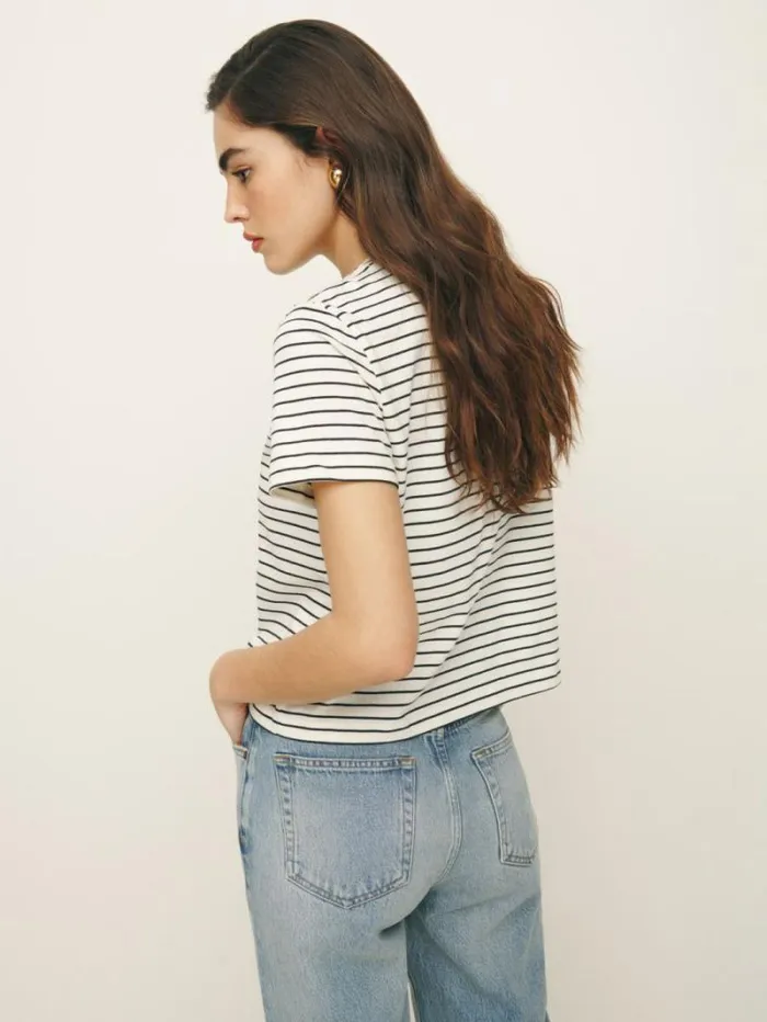 The Reformation Classic Crew Tee Black And White Stripe 8211 Clothing