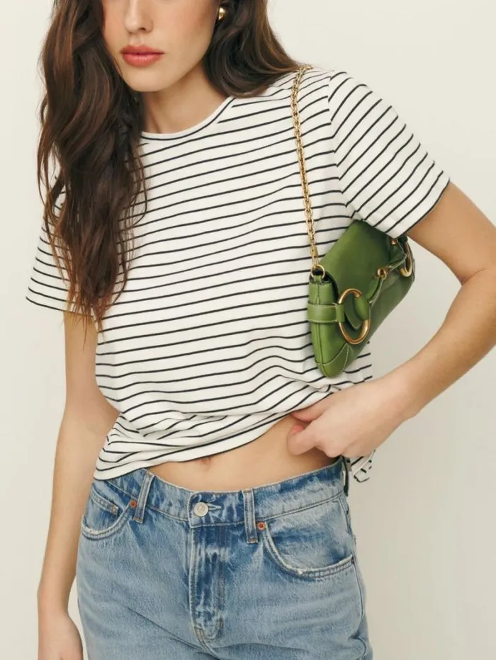 The Reformation Classic Crew Tee Black And White Stripe 8211 Clothing