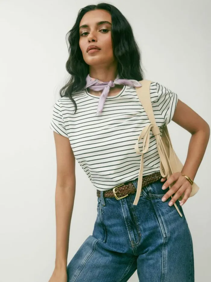 The Reformation Classic Crew Tee Black And White Stripe 8211 Clothing
