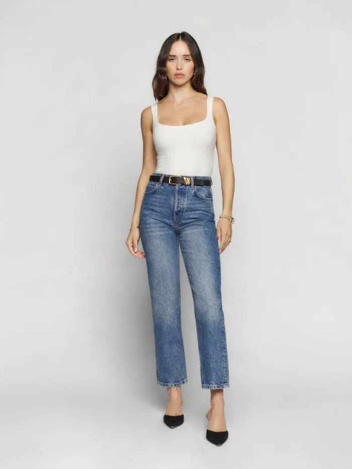 The Reformation Cynthia High Rise Straight Cropped Jeans Colorado 8211 Clothing