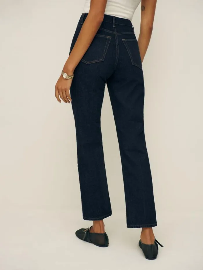 The Reformation Cynthia High Rise Straight Cropped Jeans Ondine 8211 Clothing