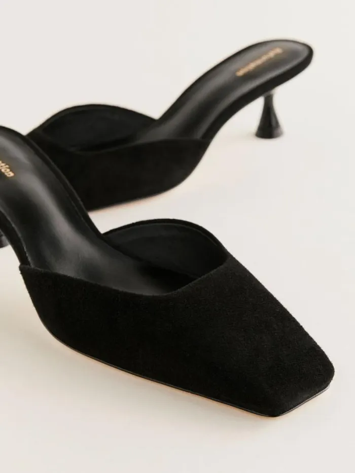The Reformation Daniela Kitten Mule Black Suede 8211 Shoes
