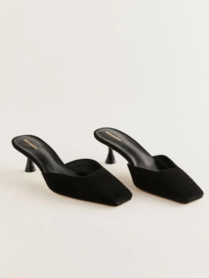 The Reformation Daniela Kitten Mule Black Suede 8211 Shoes