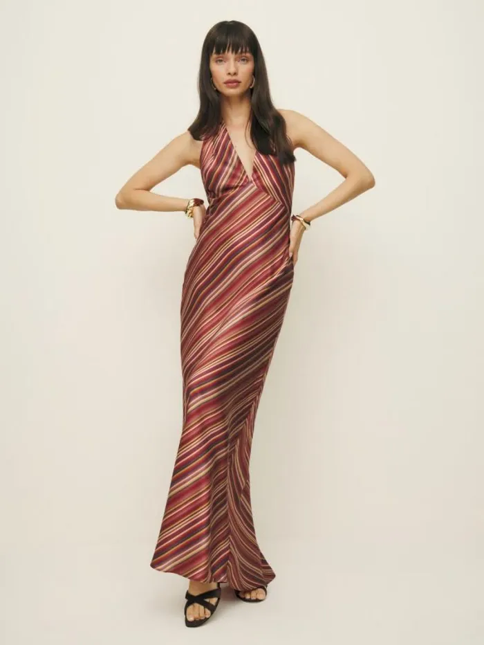 The Reformation Daniela Silk Dress Rio Stripe 8211 ClothingWeddings
