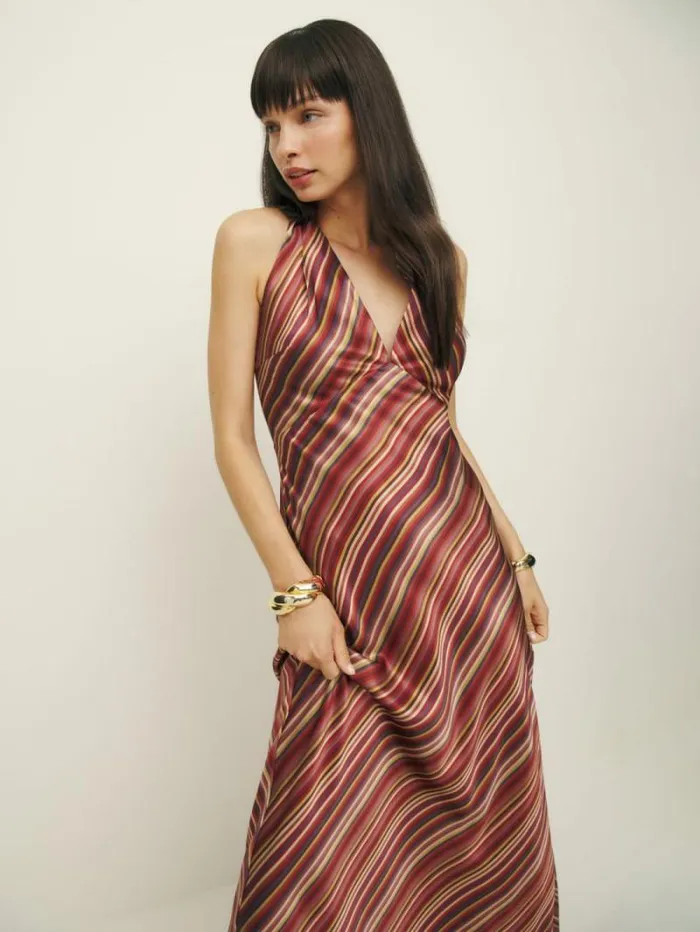 The Reformation Daniela Silk Dress Rio Stripe 8211 ClothingWeddings