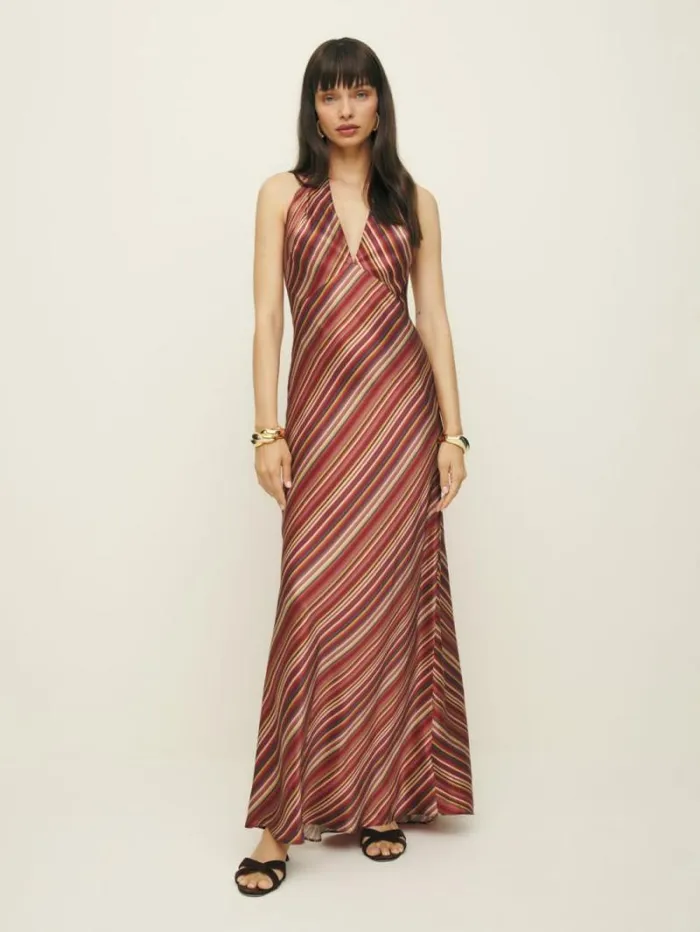 The Reformation Daniela Silk Dress Rio Stripe 8211 ClothingWeddings