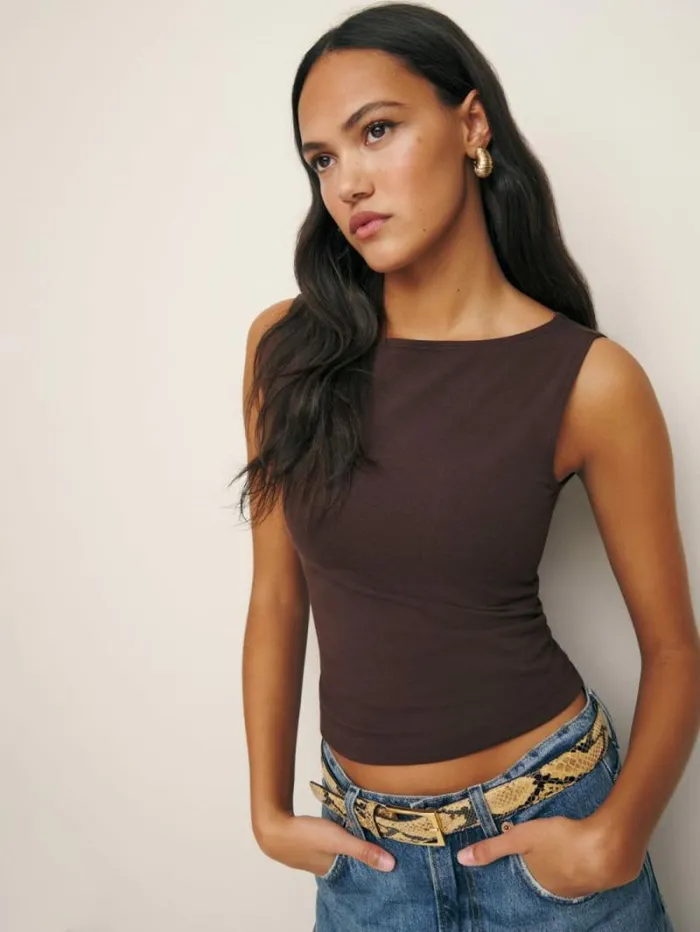 The Reformation Dusk Knit Top Mole 8211 Clothing