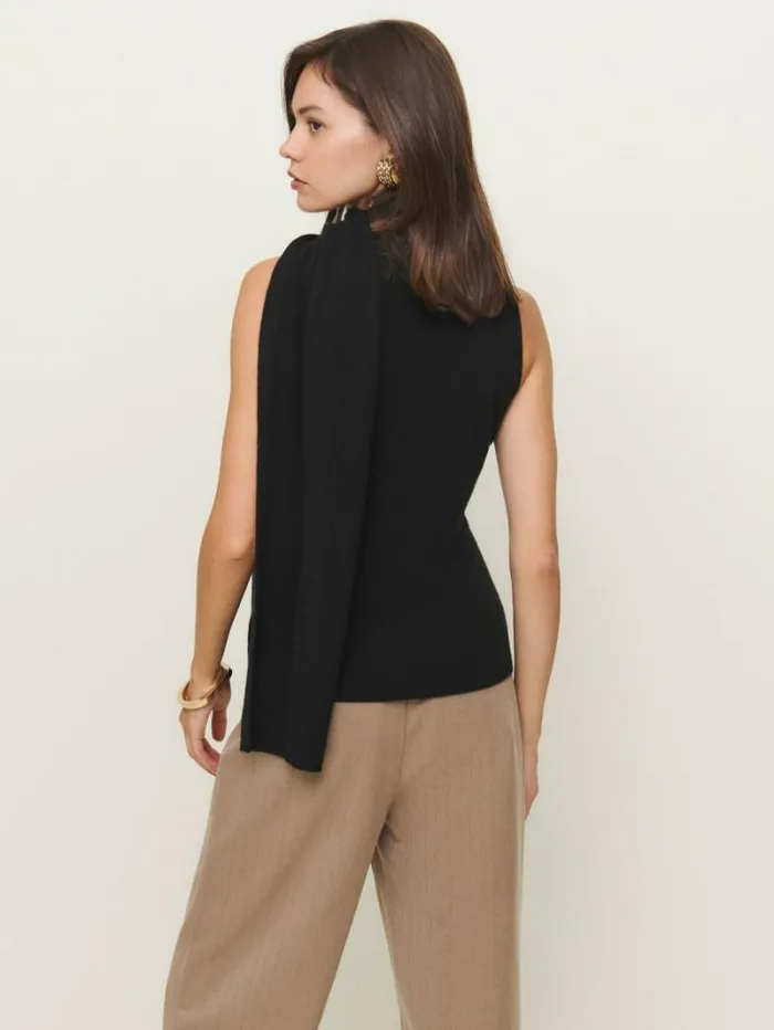 The Reformation Elena Cashmere Scarf Tank Black 8211 Clothing