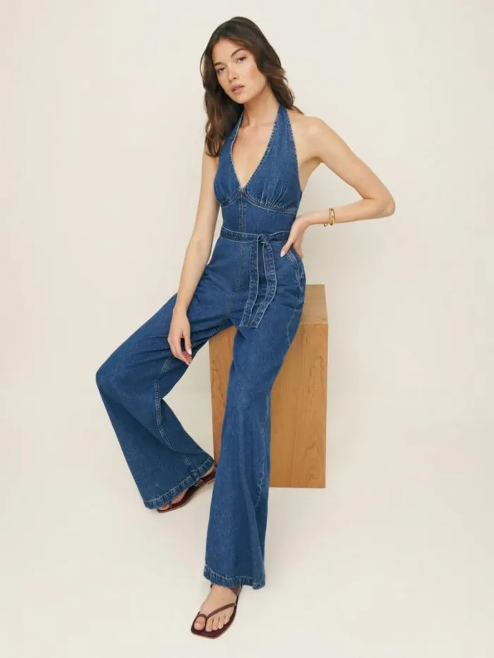 The Reformation Elena Denim Jumpsuit Indio 8211 Clothing